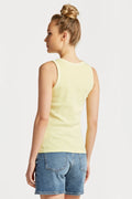 Sunfaded High Neck Rib Tank Top - Lemonade Yellow