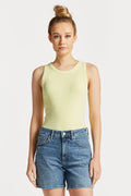 Sunfaded High Neck Rib Tank Top - Lemonade Yellow