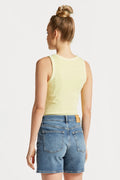 Sunfaded High Neck Rib Tank Top - Lemonade Yellow