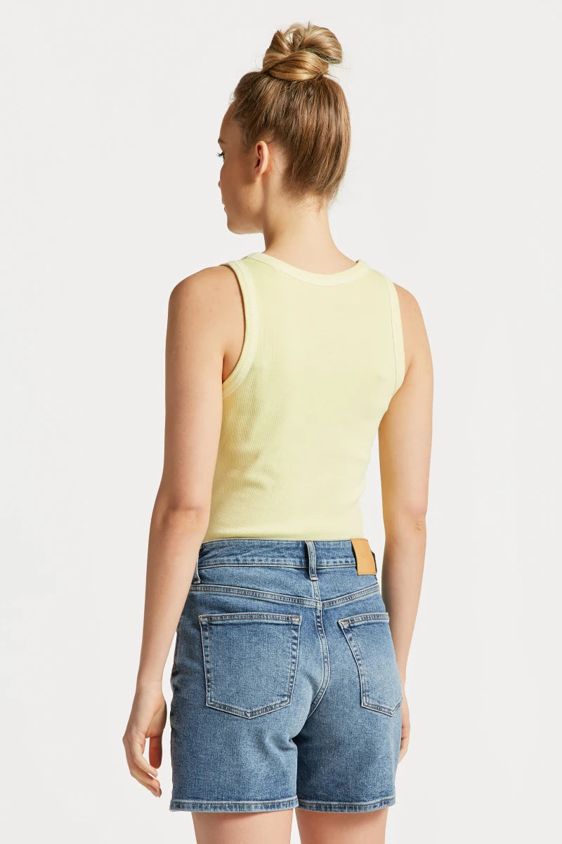 Sunfaded High Neck Rib Tank Top - Lemonade Yellow