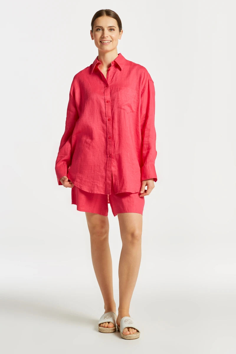 Os Linen Shirt - Magenta Pink