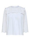 Violette 3/4 Broderi Top - Bright White