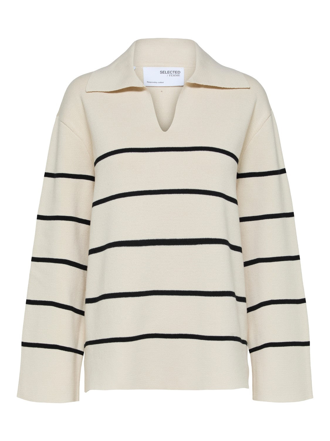 Liva Eja Ls Knit Collar - Birch/Black