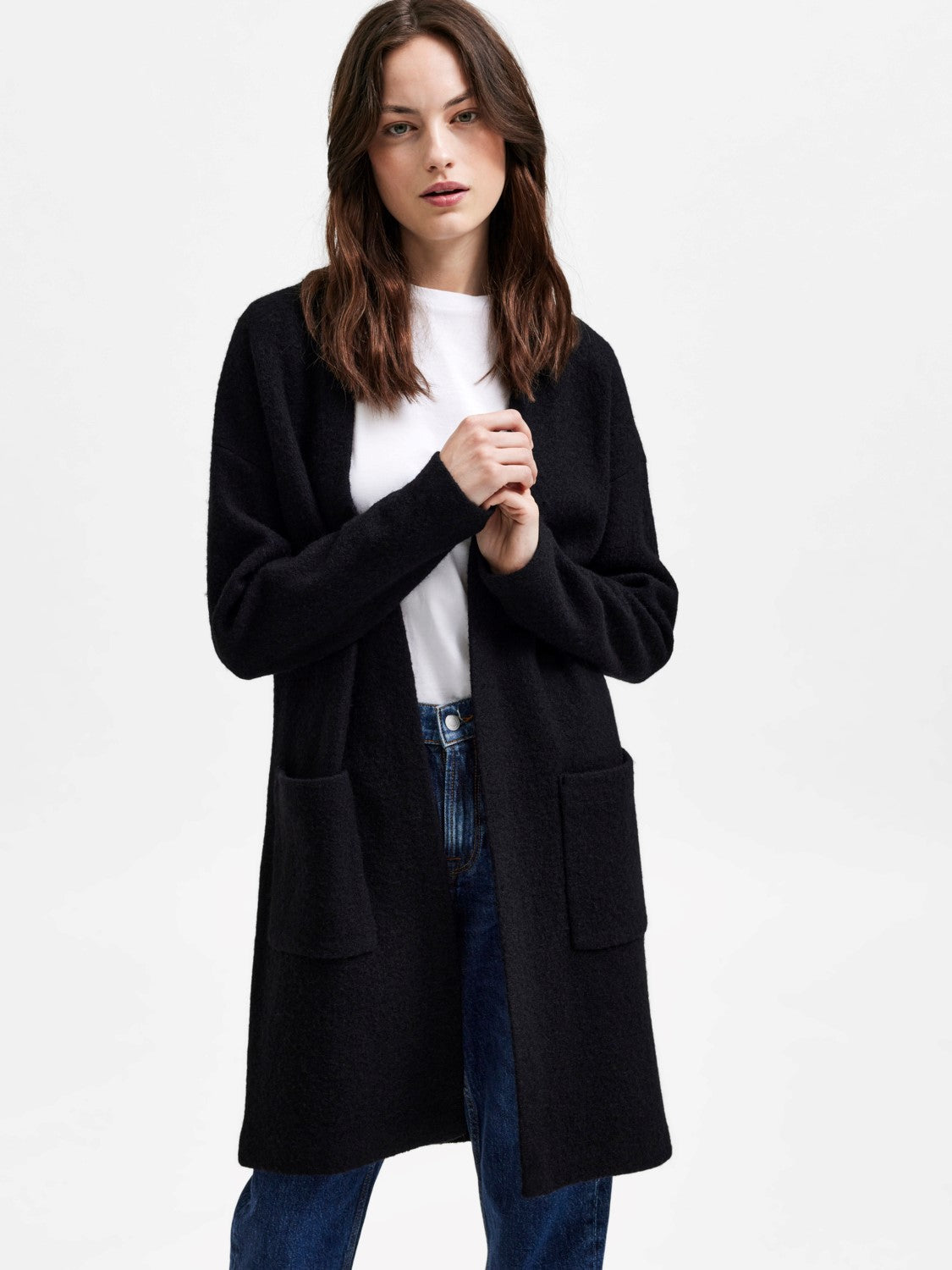 Darla Ls Knit Cardigan - Black