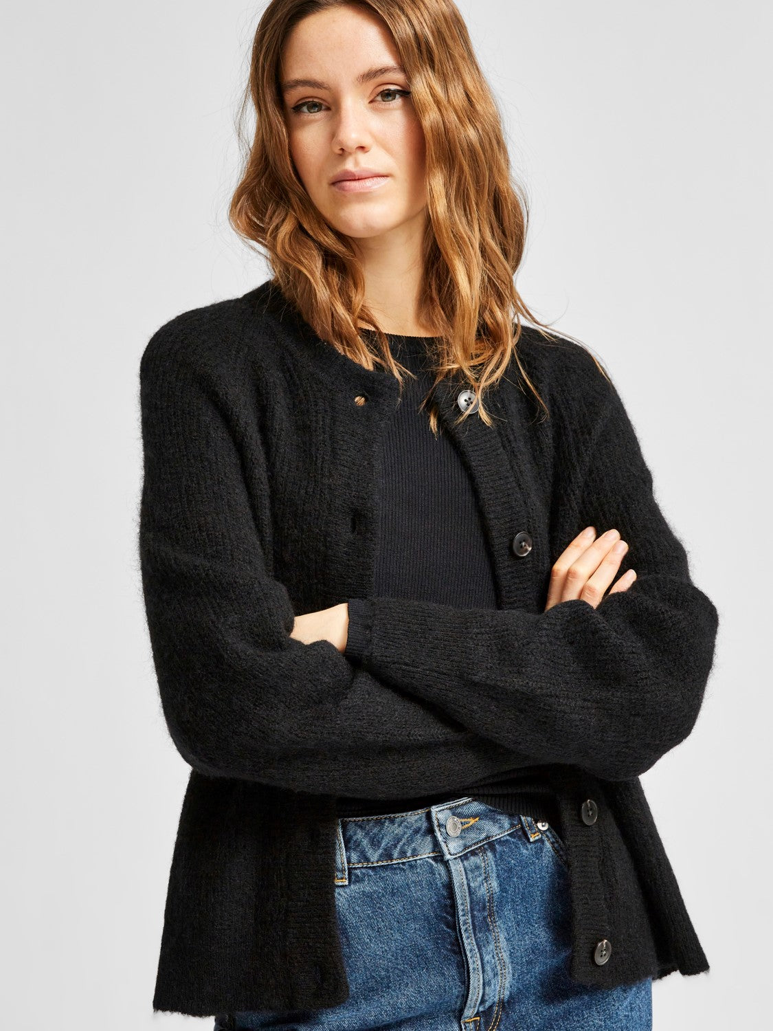 Lulu LS Knit Short Cardigan - Svart