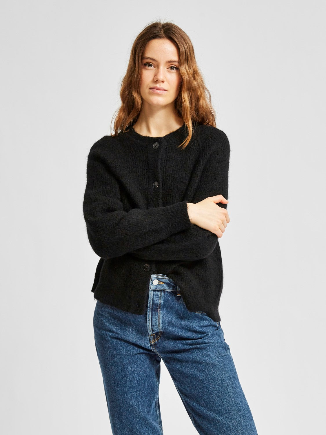 Lulu LS Knit Short Cardigan - Svart