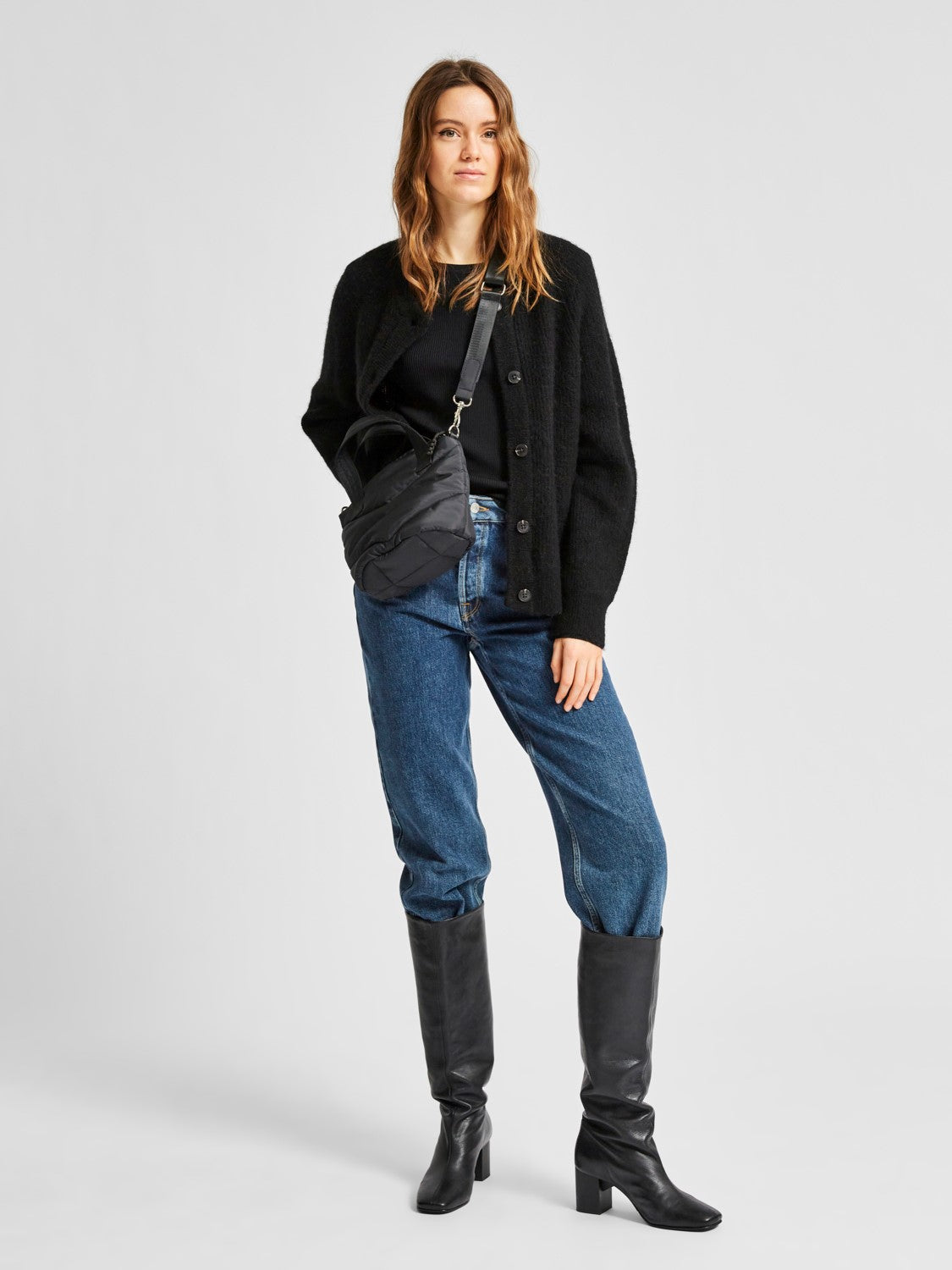 Lulu LS Knit Short Cardigan - Svart