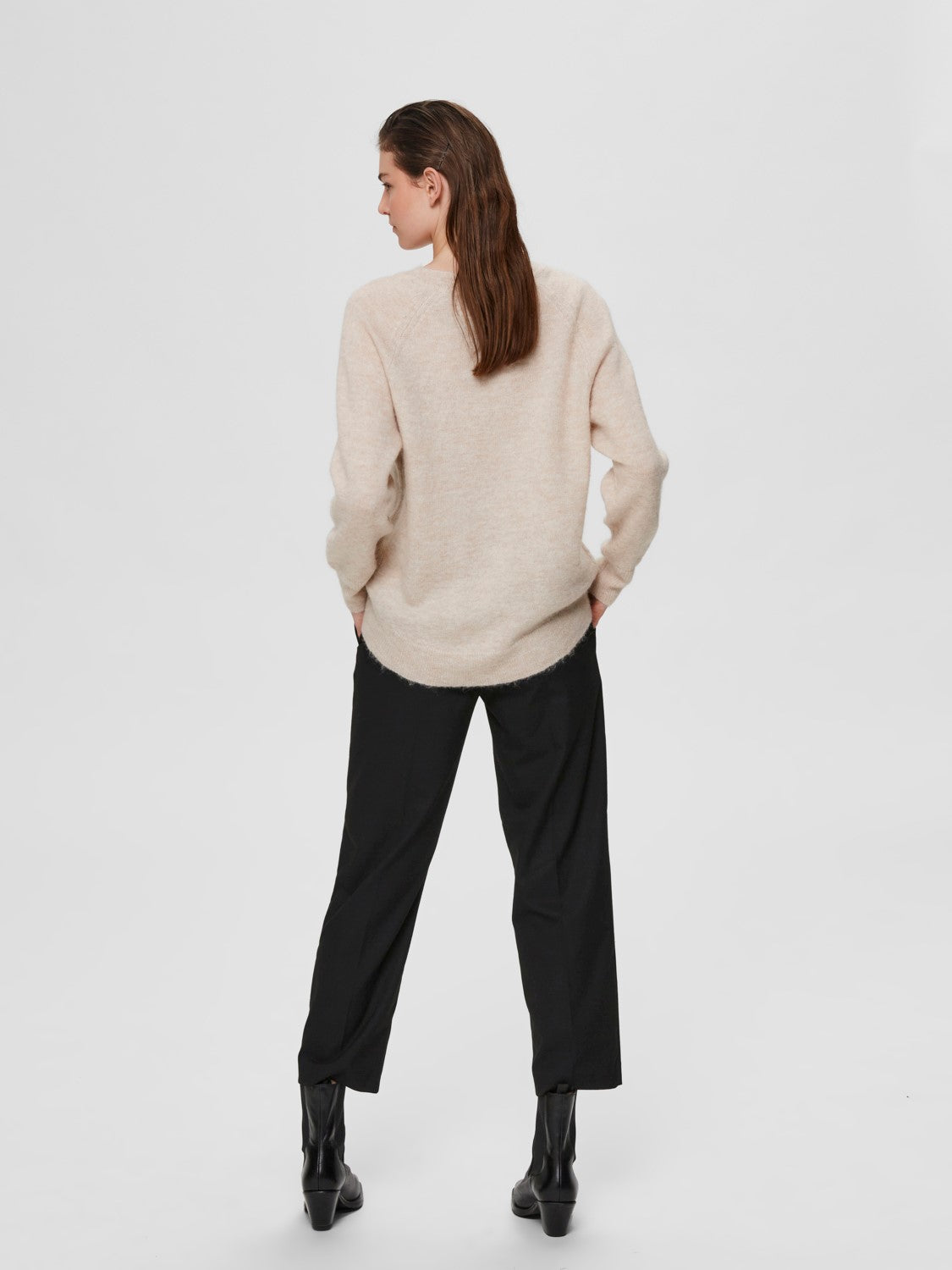 Lulu LS Knit O-Neck - Birch Melange