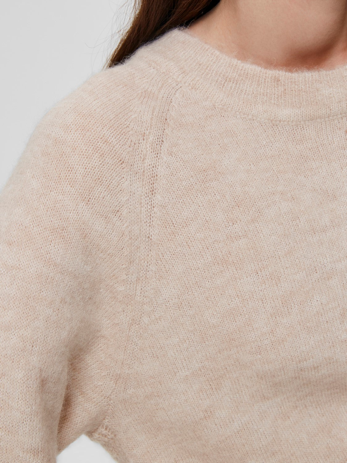 Lulu LS Knit O-Neck - Birch Melange
