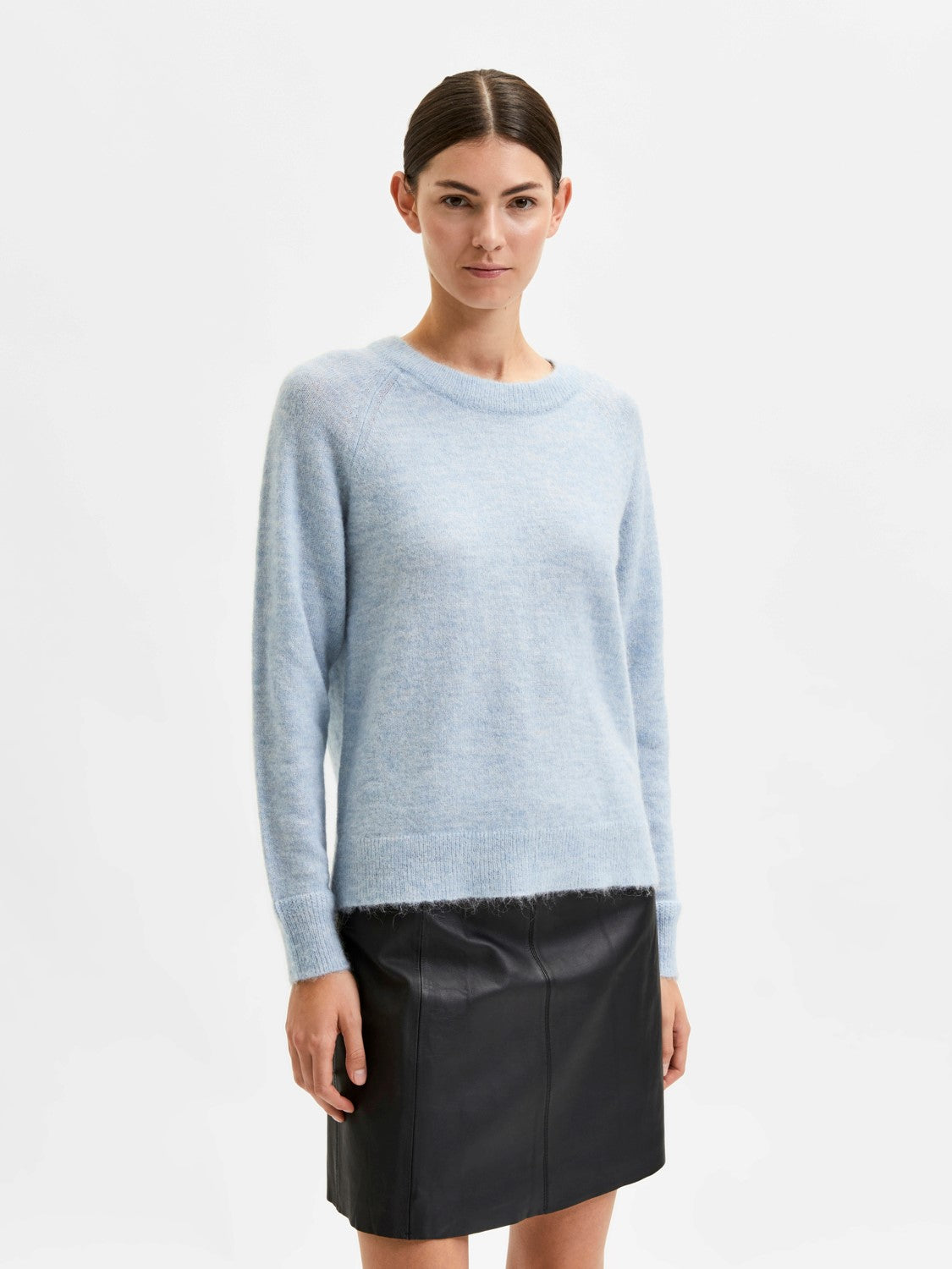 Lulu LS Knit O-Neck - Cashmere Blue Melange
