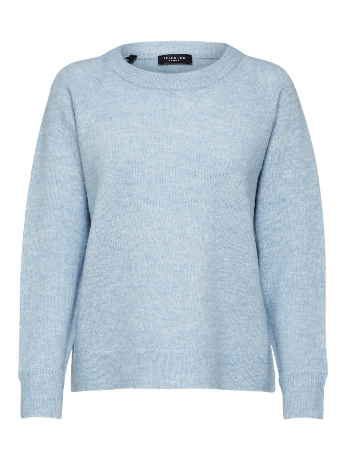Lulu LS Knit O-Neck - Cashmere Blue Melange