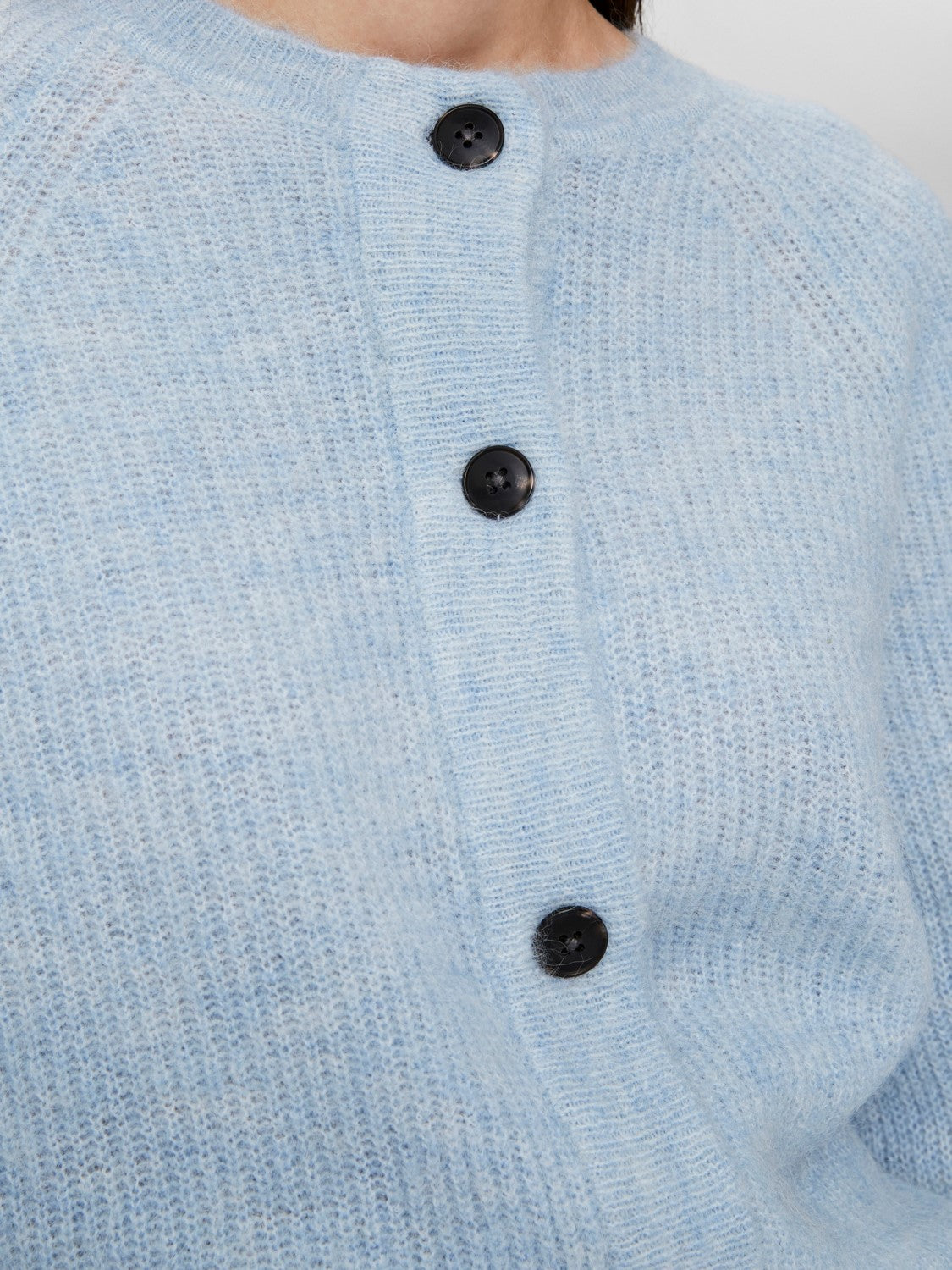 Lulu LS Knit Short Cardigan - Cashmere Blue Melange