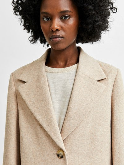 New Sasja Wool Coat - Beige Melange