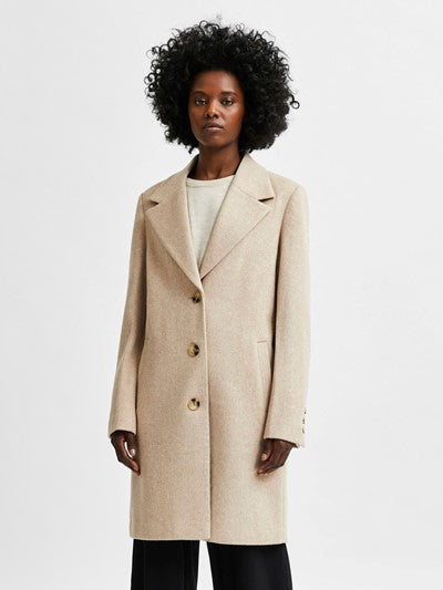 New Sasja Wool Coat - Beige Melange