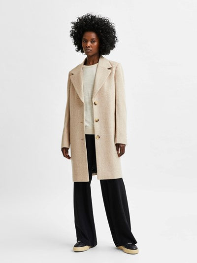 New Sasja Wool Coat - Beige Melange