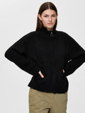 Sia Ls Knit Zipper Cardigan - Black