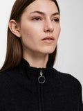 Sia Ls Knit Zipper Cardigan - Black