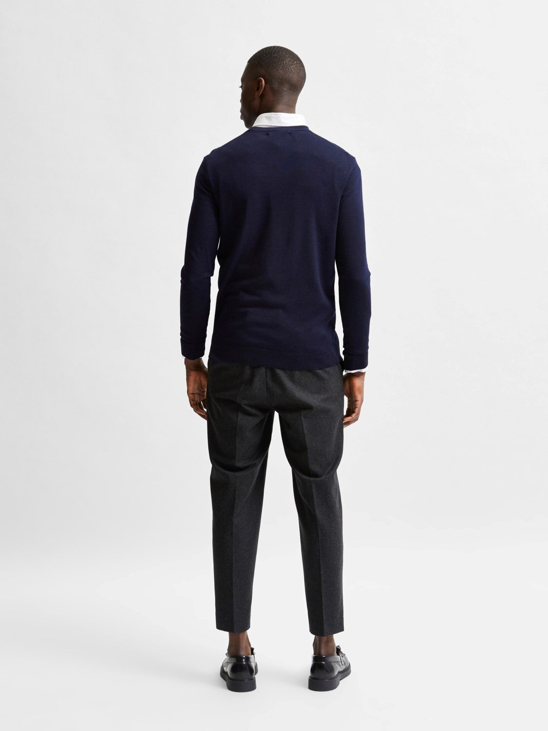Town Merino Coolmax Knit Crew - Navy Blazer Melange