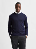 Town Merino Coolmax Knit Crew - Navy Blazer Melange