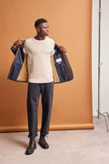 New Coban Lambs Wool Crew - Kelp Bone White