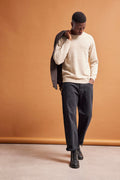 New Coban Lambs Wool Crew - Kelp Bone White