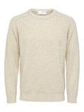 New Coban Lambs Wool Crew - Kelp Bone White
