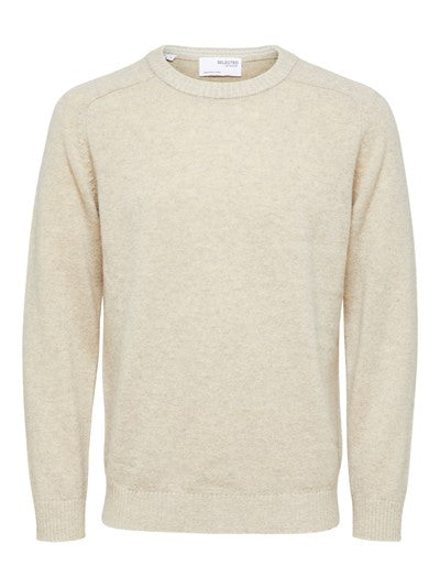 New Coban Lambs Wool Crew - Kelp Bone White