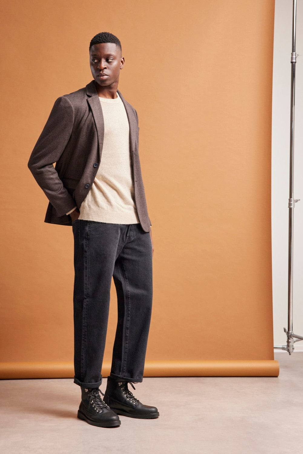 New Coban Lambs Wool Crew - Kelp Bone White