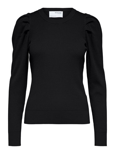 Isla Ls Knit O-Neck - Black