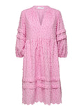 Minja 3/4 Broderi Knee Dress - Lilac Sachet