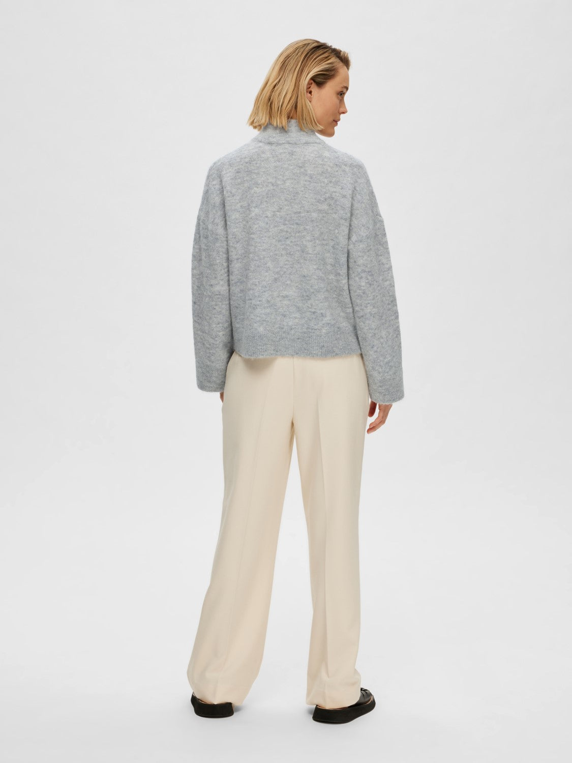 Sia Ls Knit Zipper Cardigan - Light Grey Melange