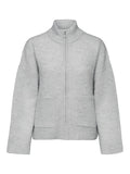 Sia Ls Knit Zipper Cardigan - Light Grey Melange