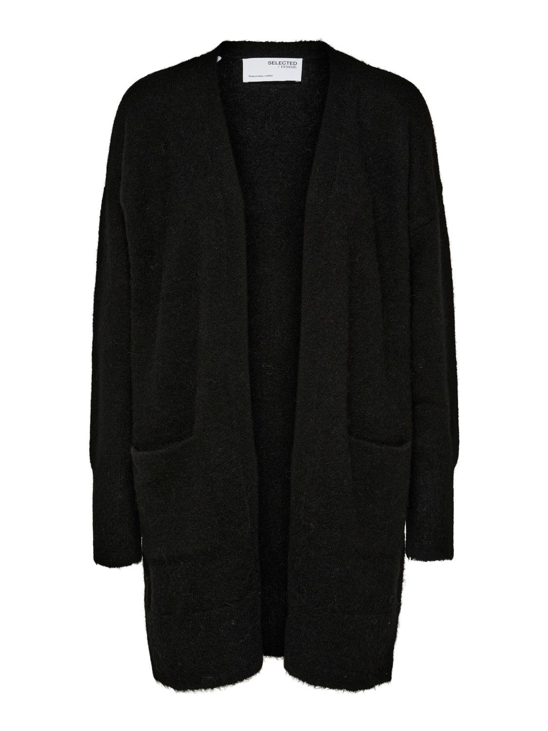 Lulu New Ls Knit Long Kofta - Svart