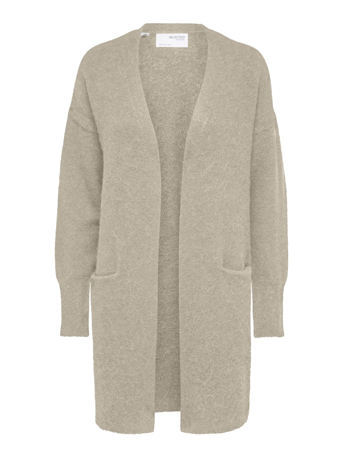 Lulu New Ls Knit Long Cardigan - Birch Melange