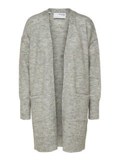 Lulu New Ls Knit Long Cardigan - Light Grey Melange