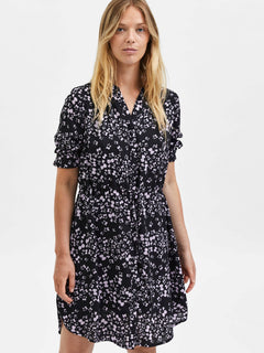 Damina 7/8 Aop Dress - Black