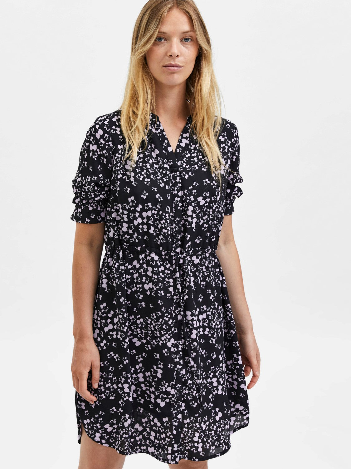 Damina 7/8 Aop Dress - Black