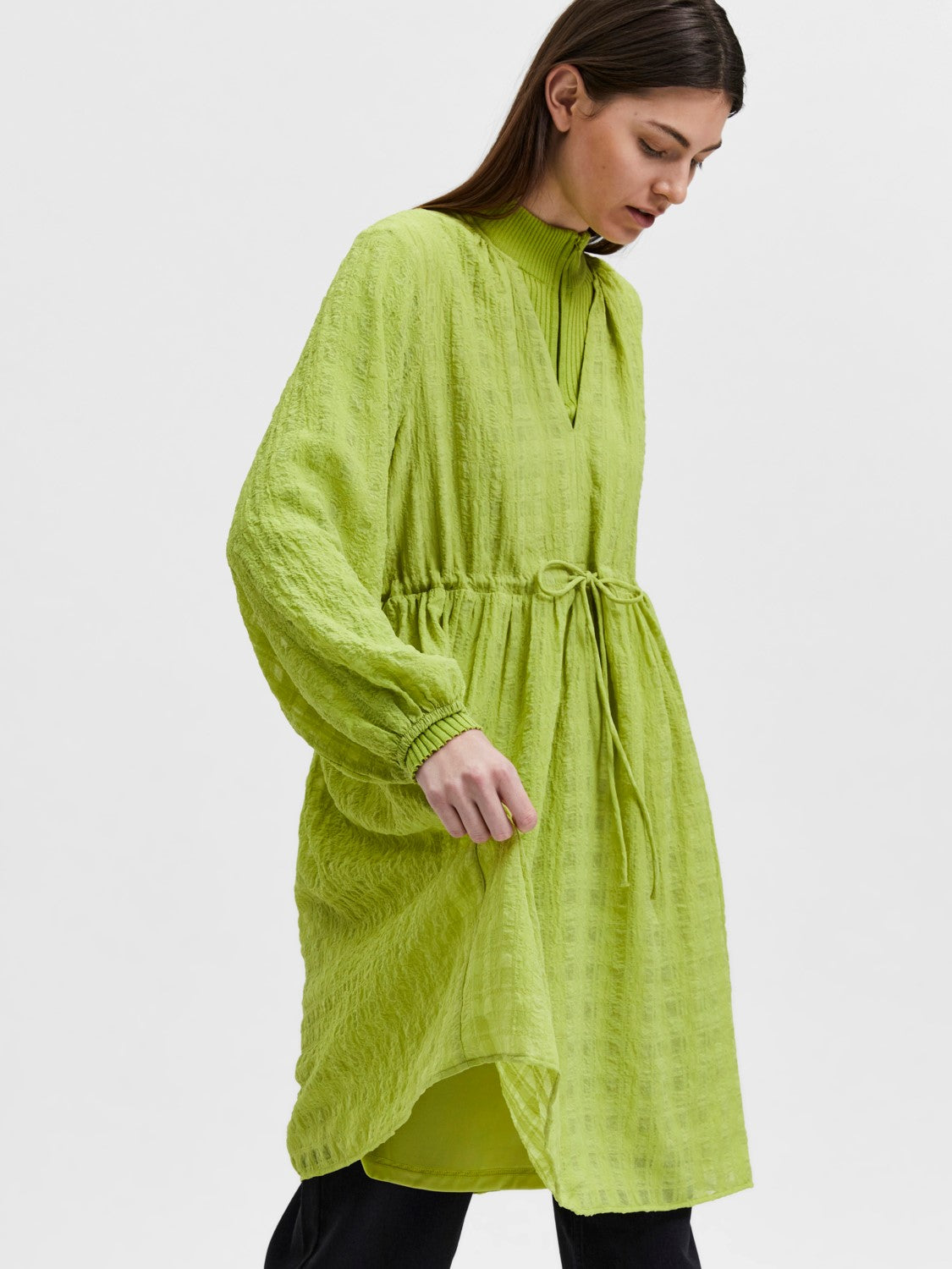 Selected Femme Mika Ls Short Dress - Dark Citron