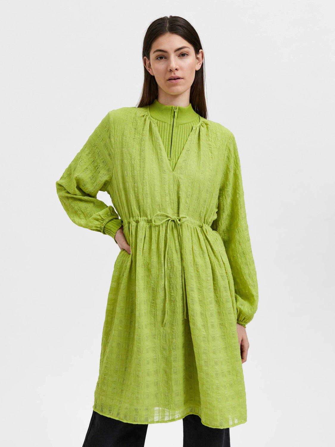 Selected Femme Mika Ls Short Dress - Dark Citron