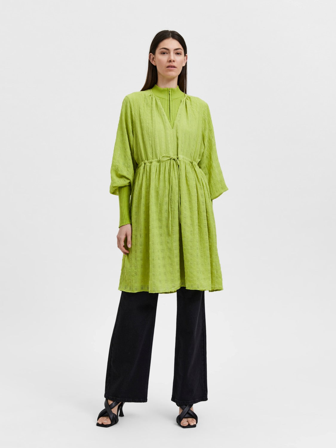 Selected Femme Mika Ls Short Dress - Dark Citron
