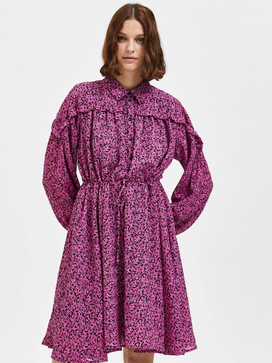 Quira Ls Short Dress - Phlox Pink Aop