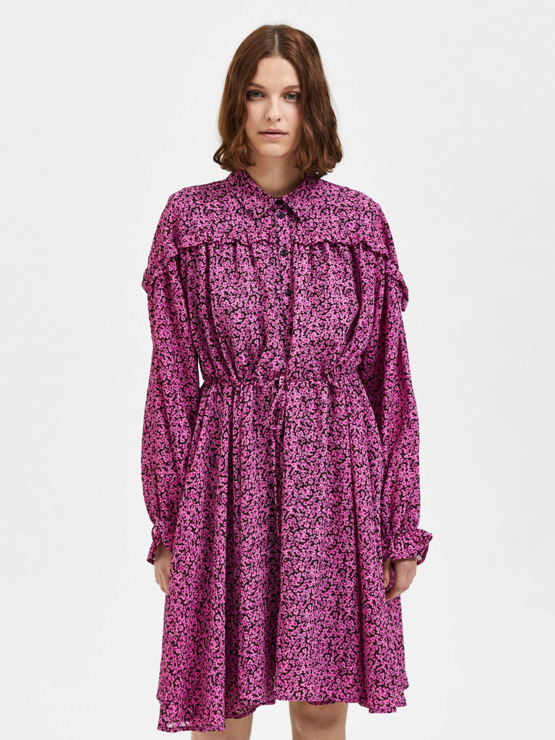 Quira Ls Short Dress - Phlox Pink Aop
