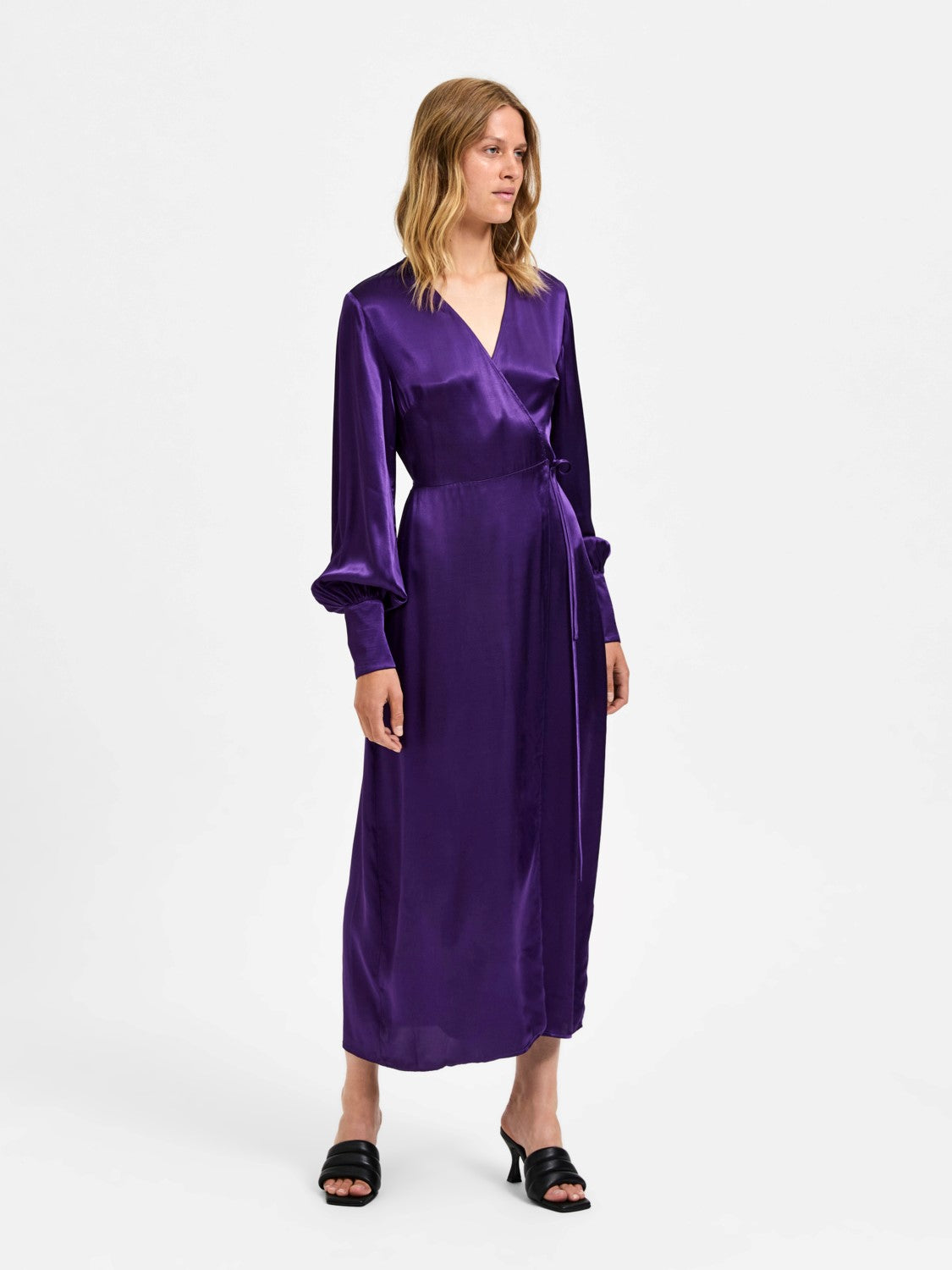 Selected Femme Lyra Ls Ankle Wrap Dress - Acai
