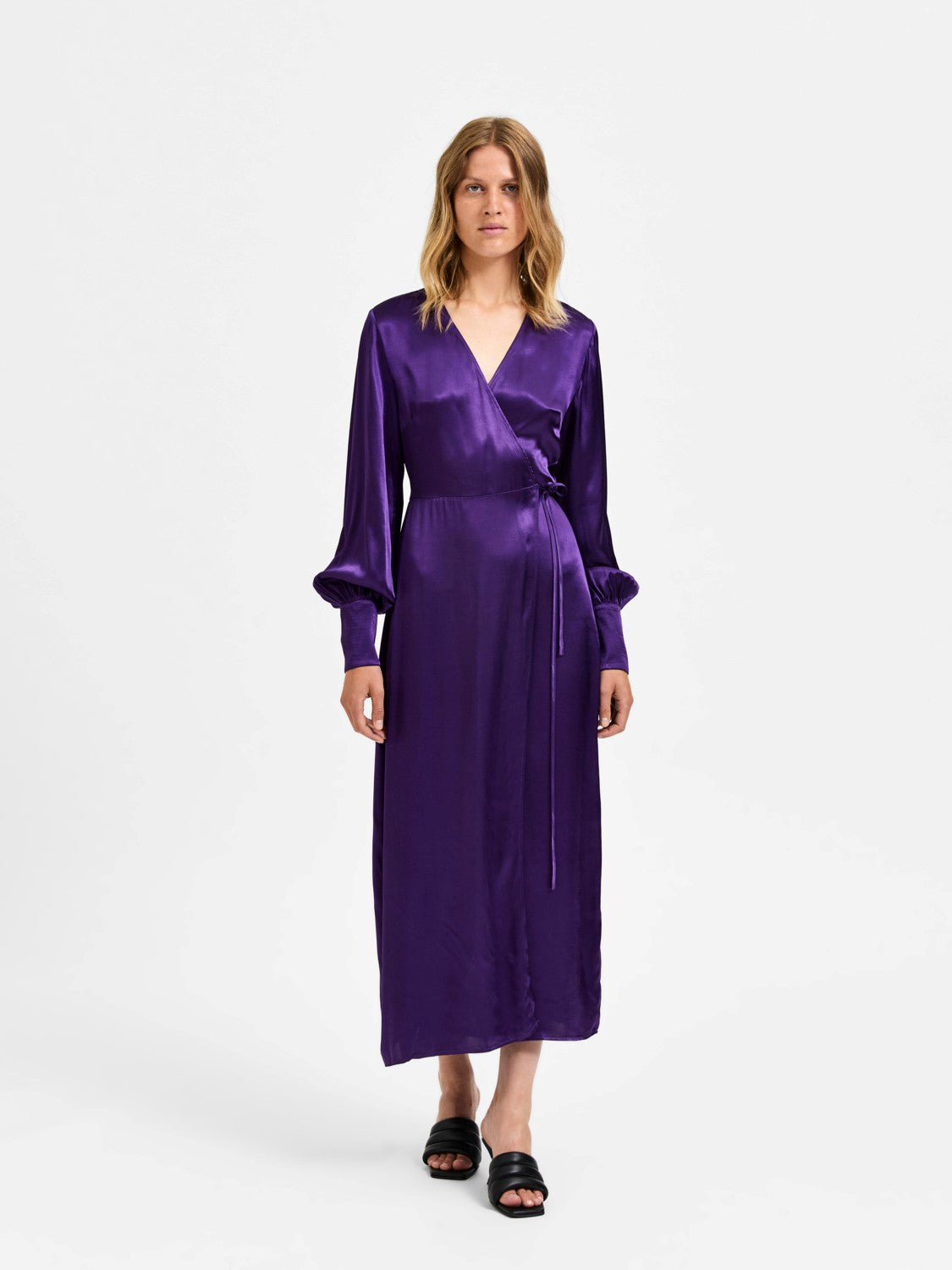 Selected Femme Lyra Ls Ankle Wrap Dress - Acai