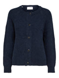 Lulu Ls Stickad Kort Kofta - Dark Sapphire Melange