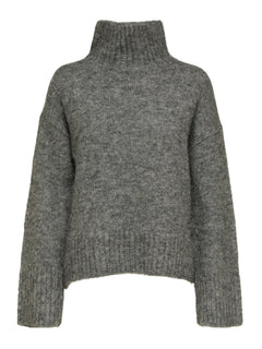 Gabella Ls Knit High-Neck W - Light Grey Melange
