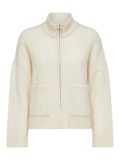 Sia LS Knit Zipper Cardigan - Birch Melange