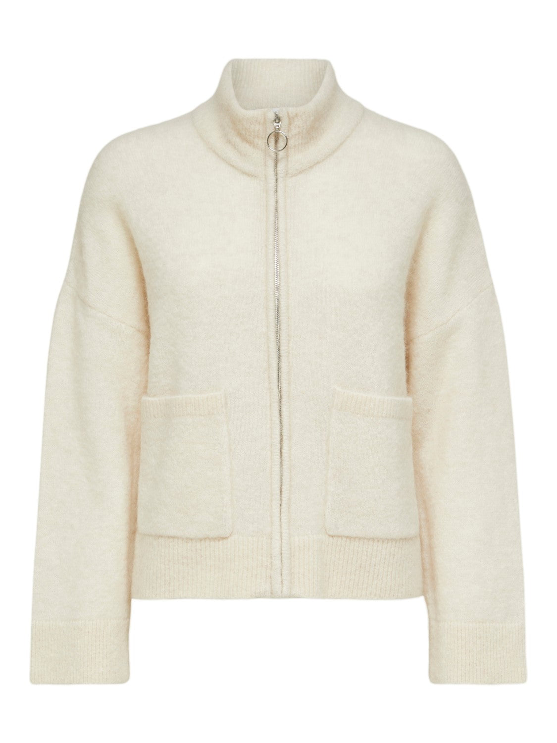 Sia LS Knit Zipper Cardigan - Birch Melange