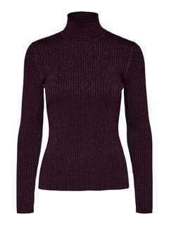 Lydia Ls Knit Rollneck - Potent Purple