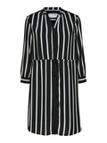 Damina 7/8 Aop Dress - Black W/Stripes